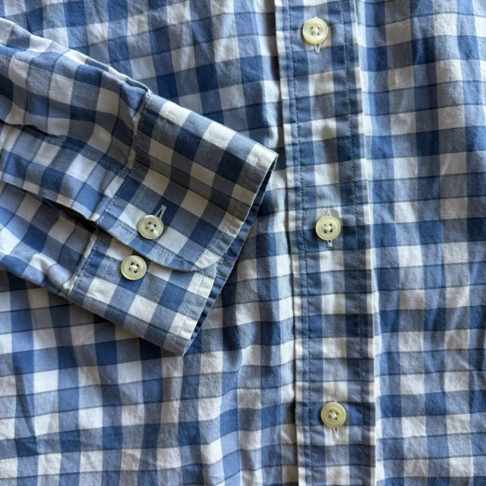 Brooks Brothers Regent Fit Blue Gingham Cotton Button Down Shirt Mens Large